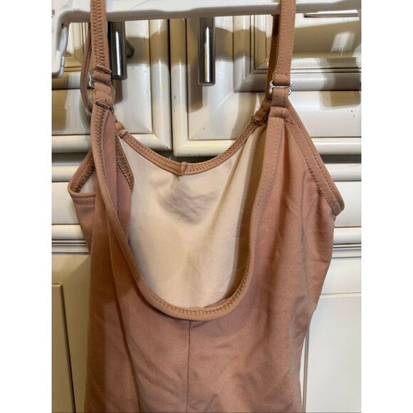 Bloch girls V Neck Adjustable Strap One Piece Swimsuit Tan Size 12 - Picture 2 of 8